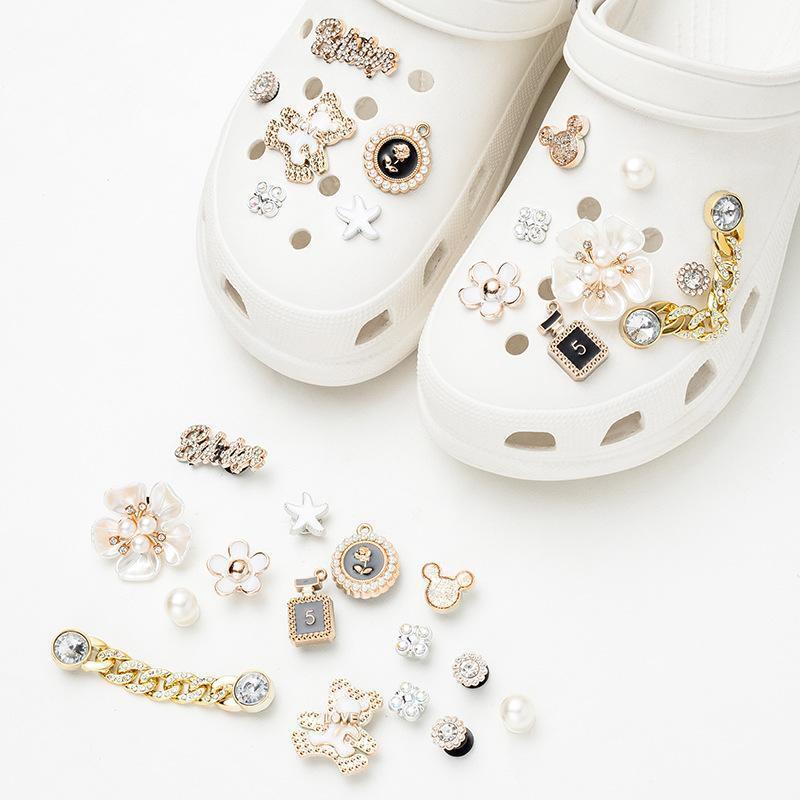 Rhinestone Faux Pearl Girl Shoes Charms Bling For Croc Shoe DIY Accessories