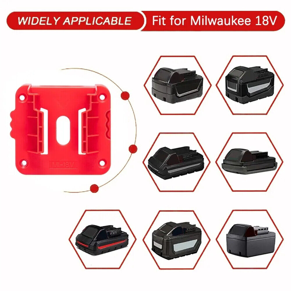 5x Battery Mounts Storage Holder Rack For Milwaukee M18 18V Tool Battery Red