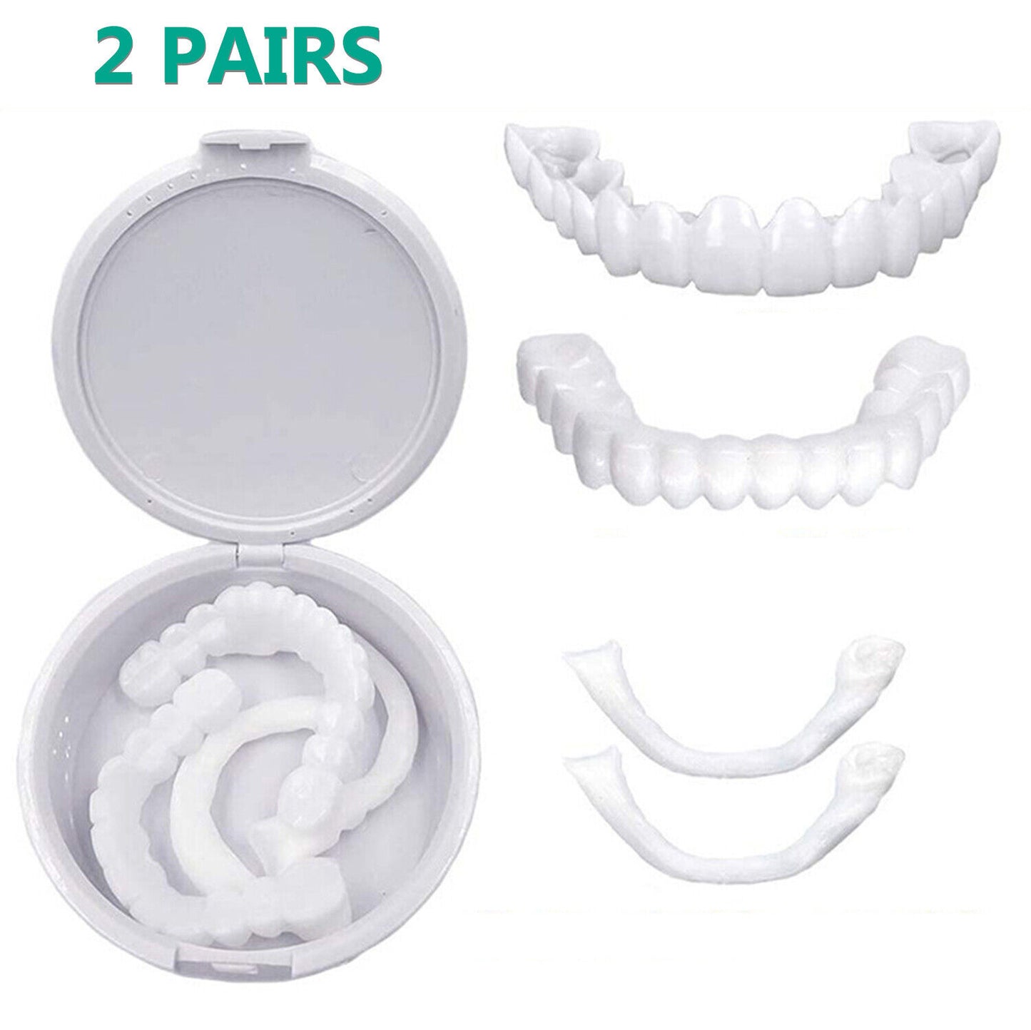 Snap On Bottom Upper Lower False Teeth Dental Veneers Dentures Fake Tooth Smile