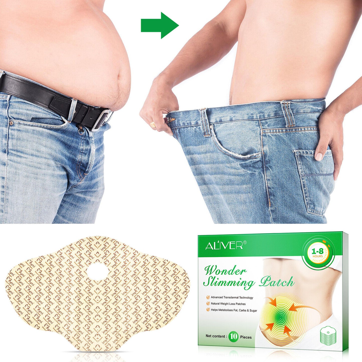 Get Rid Wonder Belly Patches Weight Loss Slimming Fat Burner Stomach Body Wrap