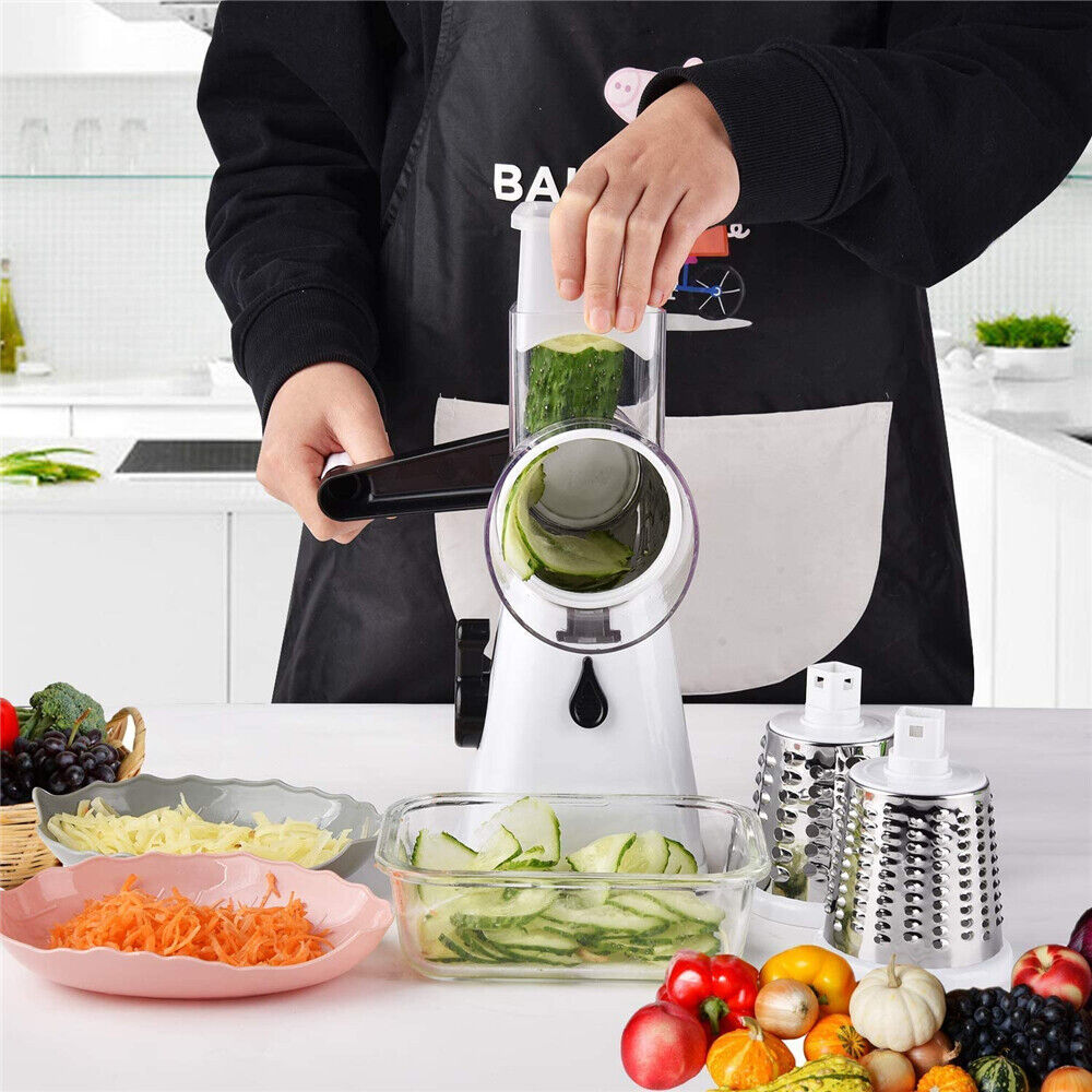 3in1 Multi-function Food Vegetable Manual Rotary Drum Grater Chopper Slicer Tool