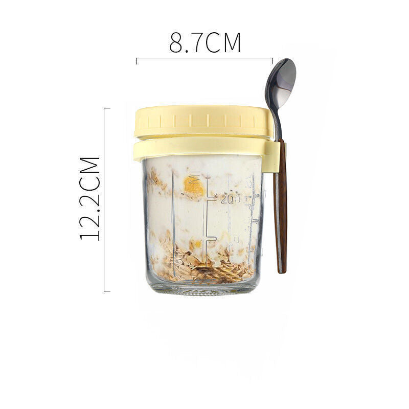 Oatmeal Jars with Lid and Spoon Large Capacity Overnight Oats Jars Container