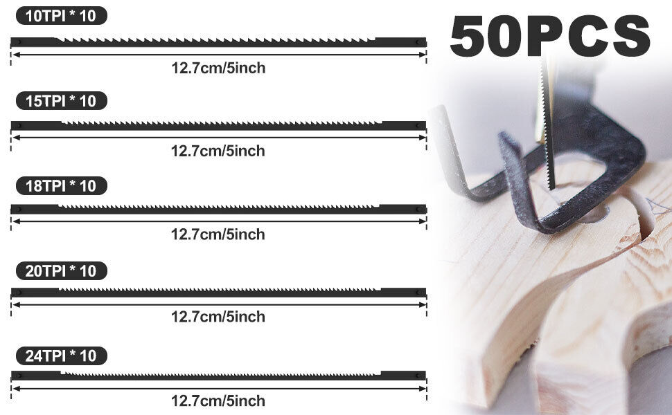 50Pcs Scroll Saw Blade Pin End Compatible with 3921 3922 3923 SK5 High