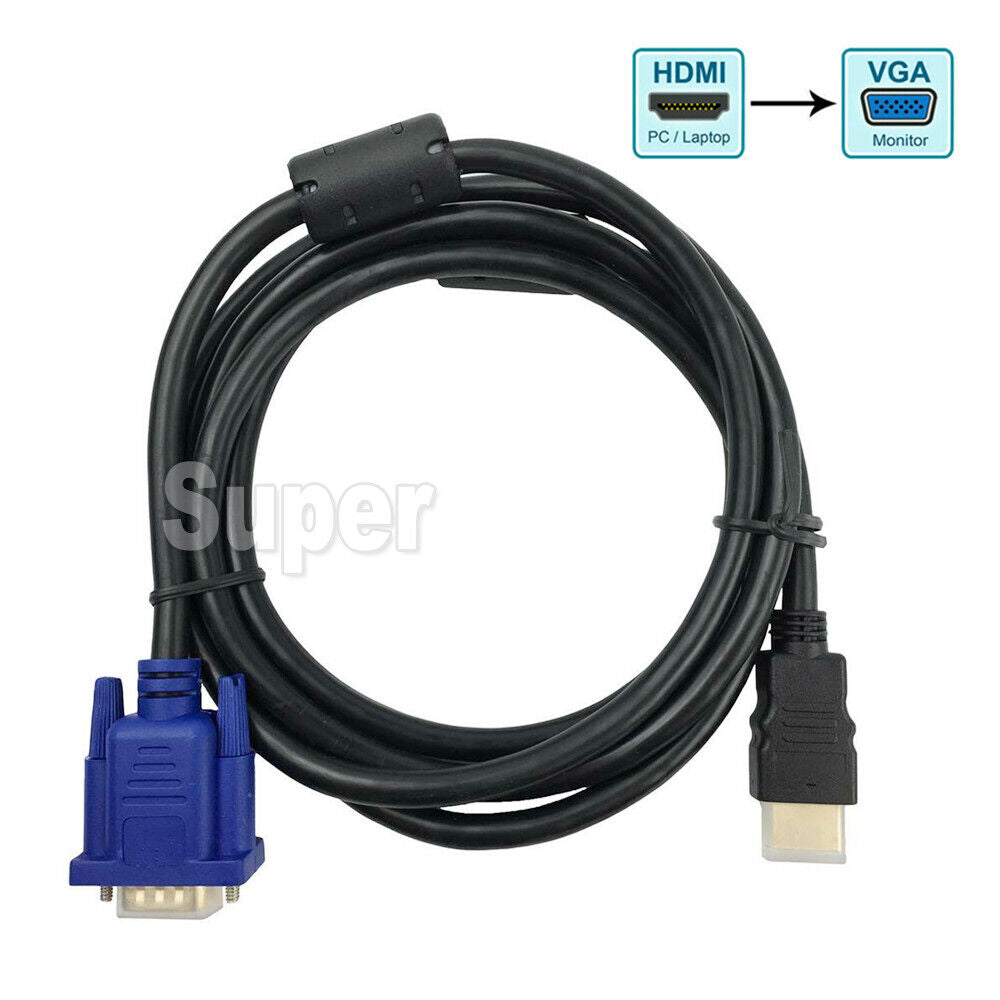 1.8m 1080P Gold Plated HDMI to VGA 15Pin Male Cable Adapter Lead for HDTV HD LCD