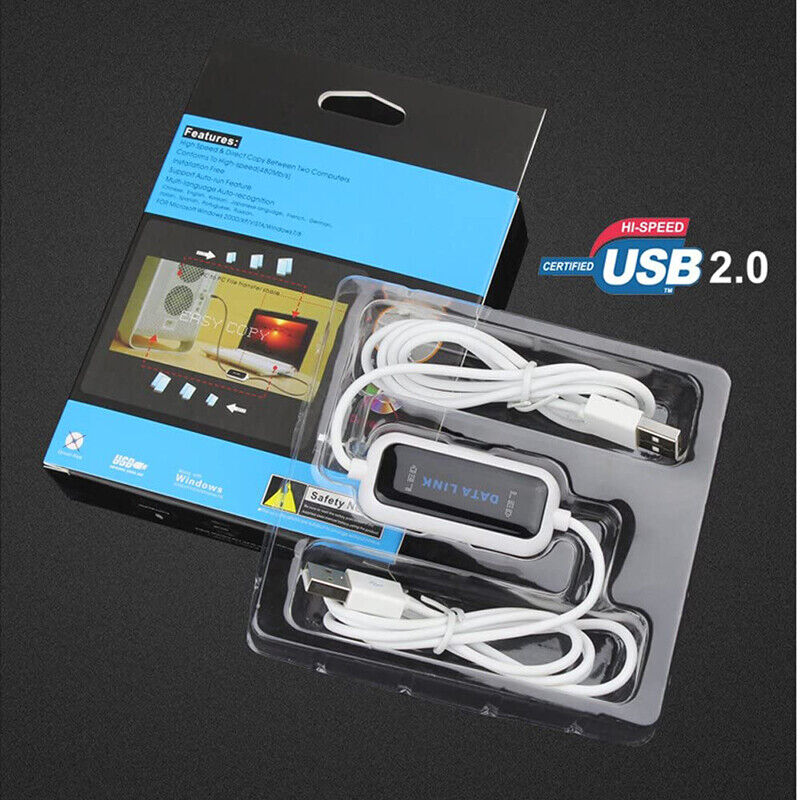 USB 2.0 PC To PC Laptop Data File High Speed 480 Mb/s Transfer Cable Adapter