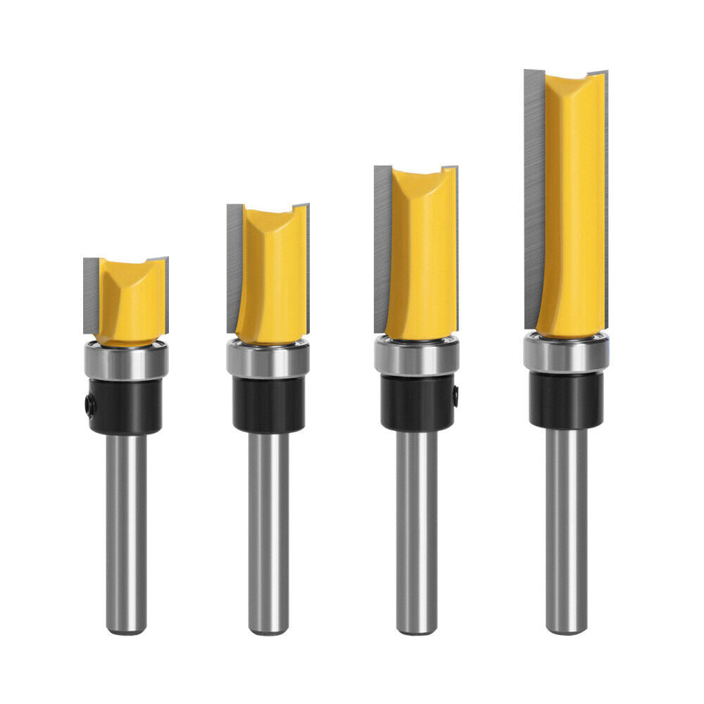 4pcs Milling Cutter Kit 1/4 Shank Top Bearing Flush Trim Pattern Router Bit Set