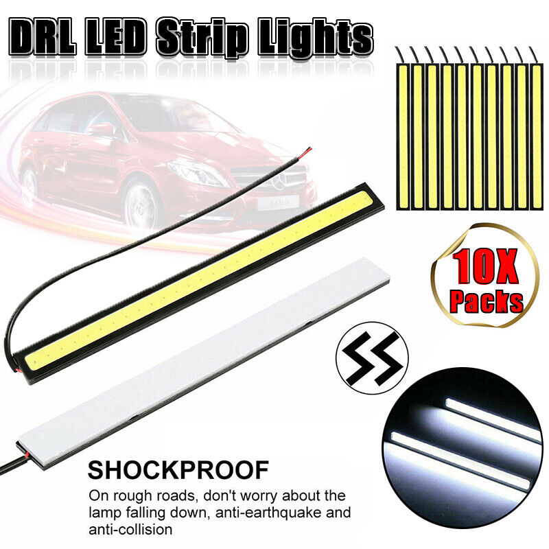 10X 12V Waterproof White DRL LED Strip Lights Bars Camping Caravan Boat Car COB