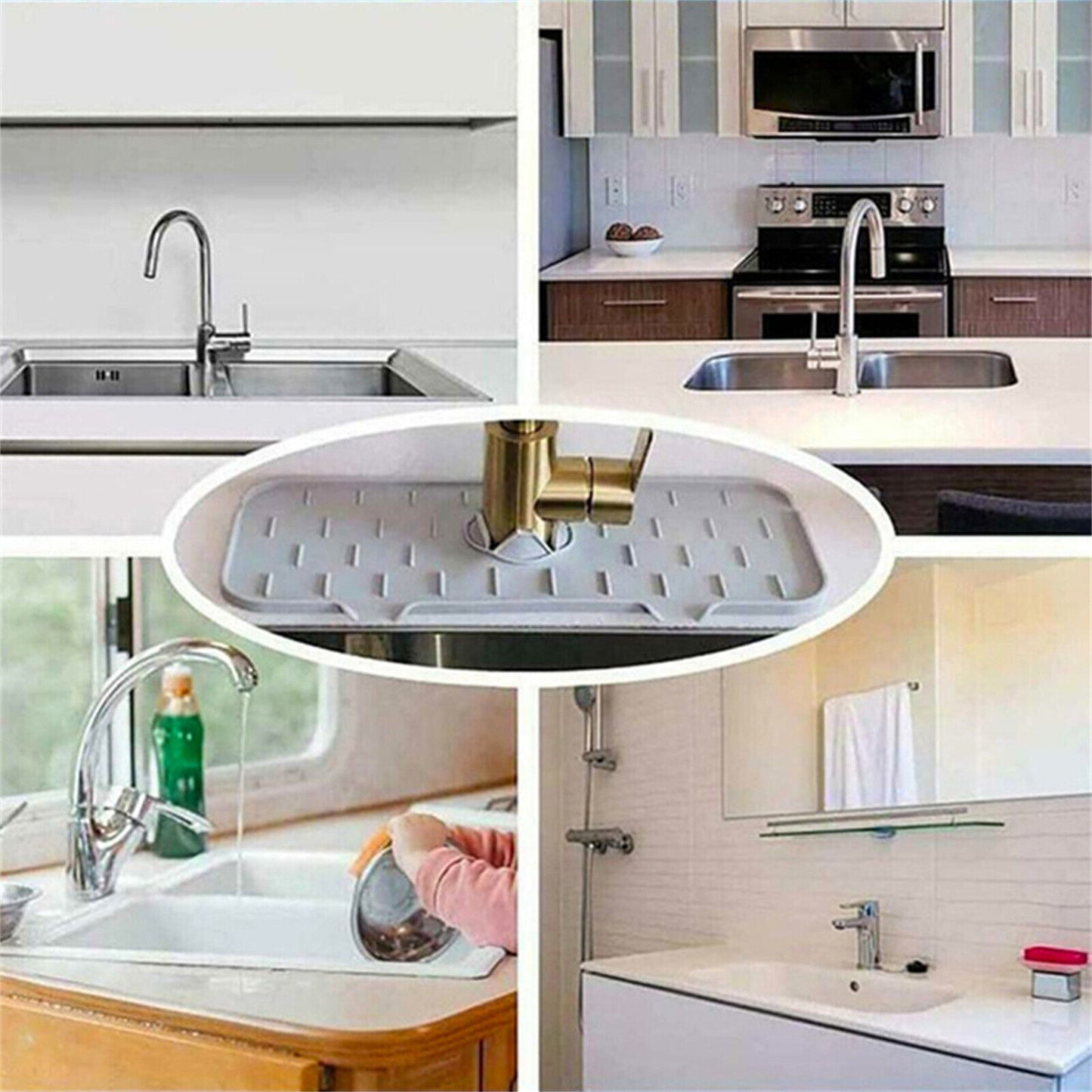 Sink Splash-proof Splash Catcher Silicone Drain Pad Faucet Tap Absorbent Mat