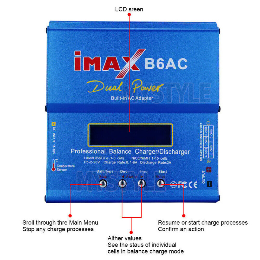 IMax B6AC 80W RC Lipo Lithium NiMh Digital Battery Balance Charger Discharger