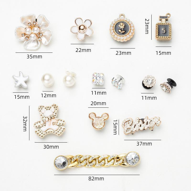 Rhinestone Faux Pearl Girl Shoes Charms Bling For Croc Shoe DIY Accessories