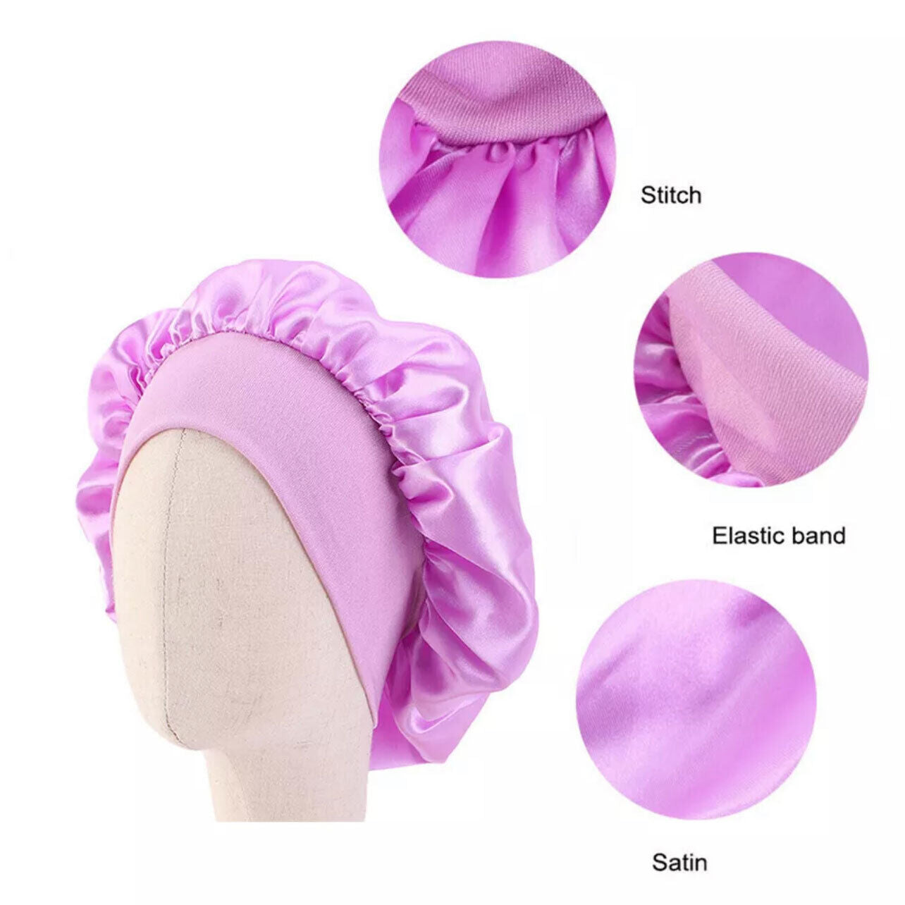 Sleeping Bonnet Hair Wrap Silk Satin Cap Women Elastic Night Soft Hat Headwear