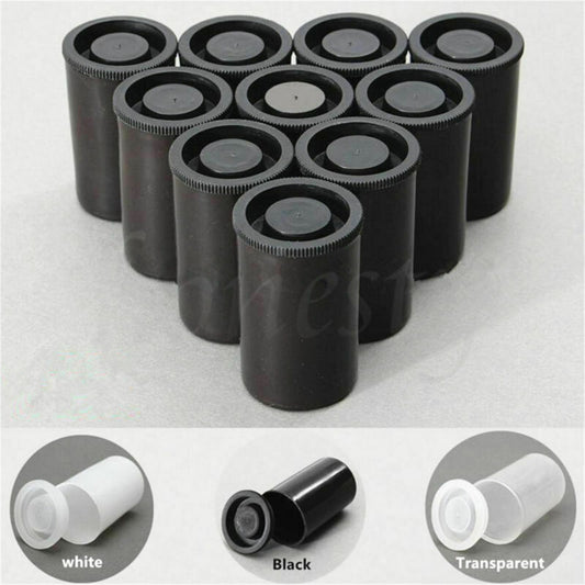 50PCS Plastic Empty Black/White Bottle 35mm Film Cans Canisters Containers