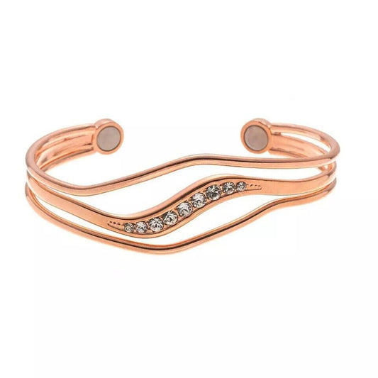 Diamante Copper Magnetic Bracelet Arthritis Pain Relief Bangle Healing Therapy