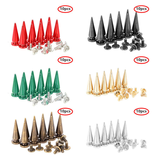 10 Sets 10x26MM Cone Spikes Punk Rivets Stud Screw Back Spikes for Leather_Bags