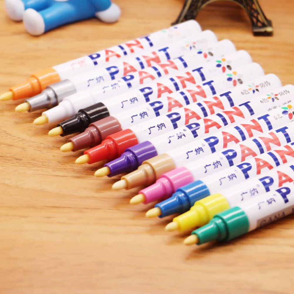 Waterproof Paint Pen Marker 12 Colours For Car Tyre Tire Metal Permanent Pen