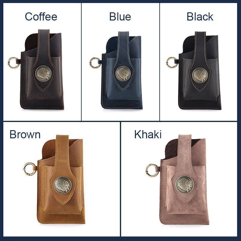 Men Retro Leather Waist Bag Mobile Phone Holder Belt Pack Pouch Holster Wallet