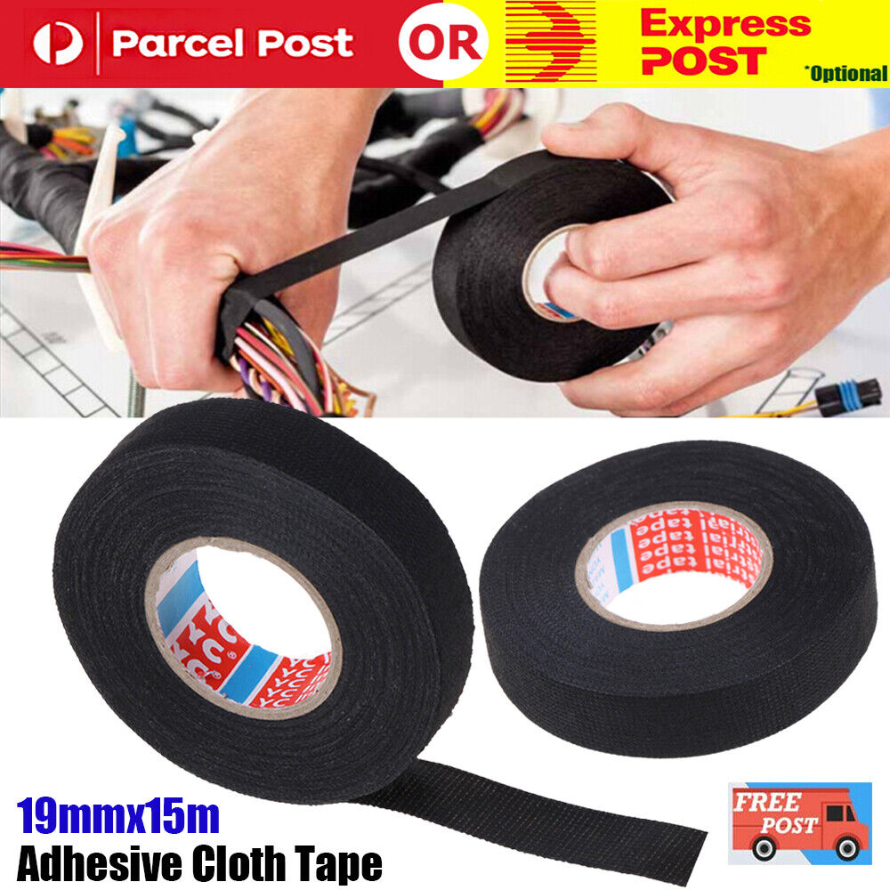 4pcs 19mmx 15M Adhesive Cloth Fabric Tape Cable Loom Wiring Harness For Car Auto