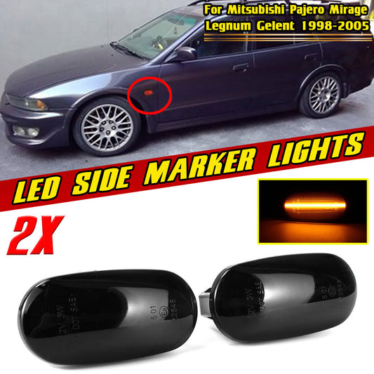 Smoked LED Side Marker Turn Signal Light For Mitsubishi Lancer Galant Mirage