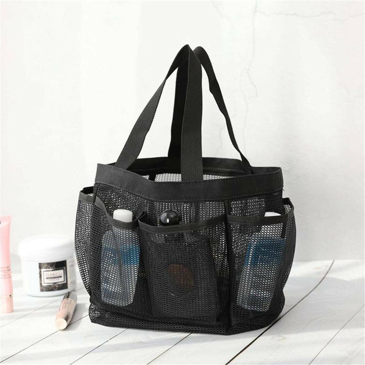 Mesh Shower Bag Caddy 8 Pocket Bathroom Tote Toiletry Bath Organizer Portable