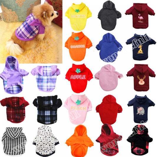 XS-XL Winter Warm Hoodie Small Dog Clothes Puppy Coat Jacket Pet Cat Sweater