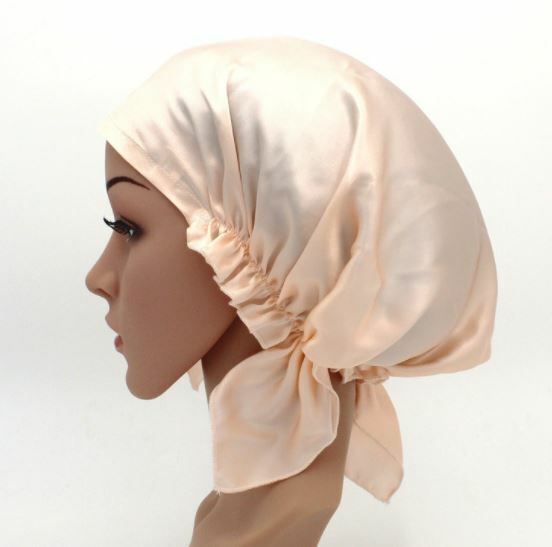 Pure Silk Womens Sleep Cap Hat Wrap Hot Hair Care Elastic Sleeping Bonnet Night