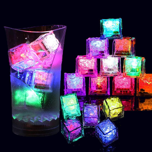 MultiColor Waterproof LED Light up Ice Cubes Flashing Glow in The Dark Party Bar