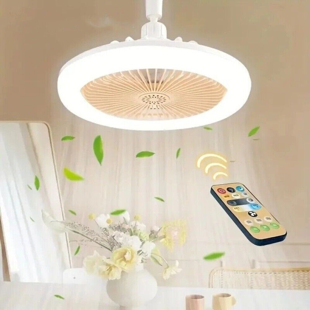 Modern E27 Led Ceiling Fan Light Adjustable Wind Speed Fan Lamp Remote Control