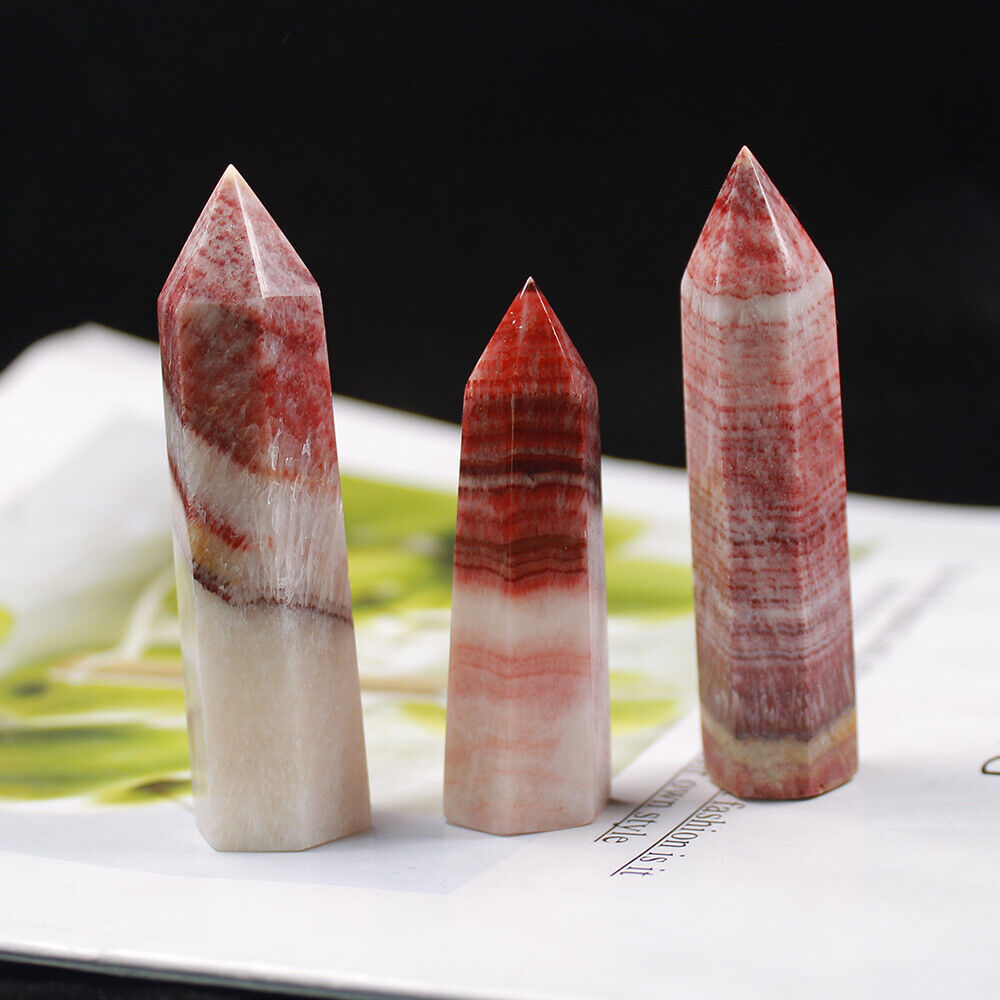 5~7cm Natural Rhodochrosite Quartz Obelisk Crystal Wand Point Healing