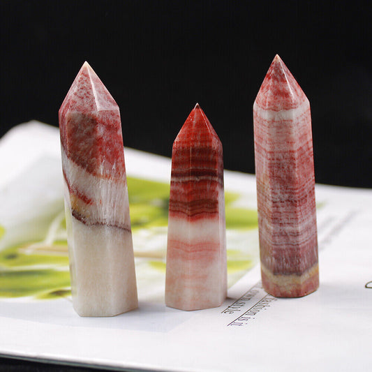 5~7cm Natural Rhodochrosite Quartz Obelisk Crystal Wand Point Healing