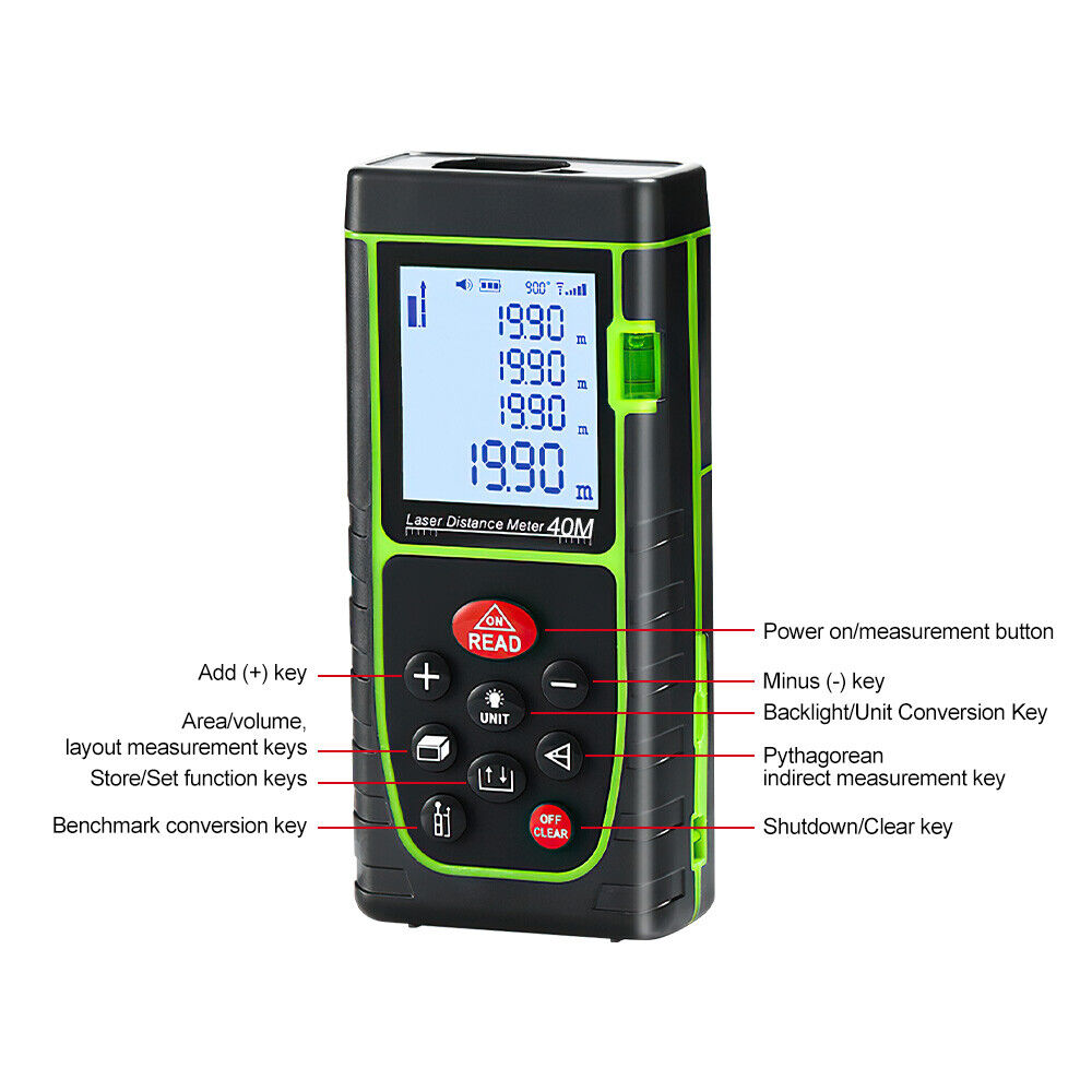 Laser Point Measure Distance Meter Range Finder 40m 130FT Handheld Digital Tool