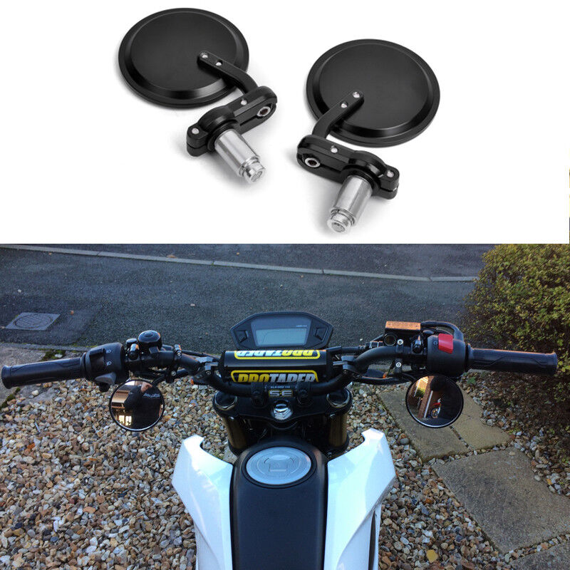 3"Round Black Rearview Mirror Custom for 7/8"Handle Bar End Motorcycle Dirt Bike