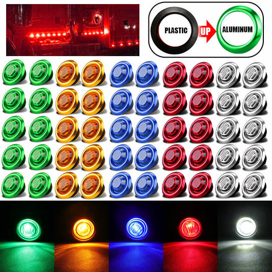 50x LED Side Marker Light Truck Trailer Lorry Red Amber White Green Blue 12V 24V