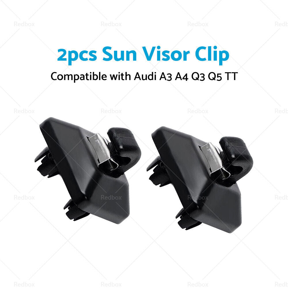 2PCS Sun Visor Clip Holder Hook Bracket Suitable for Audi A3 A4 Q3 Q5 TT Black