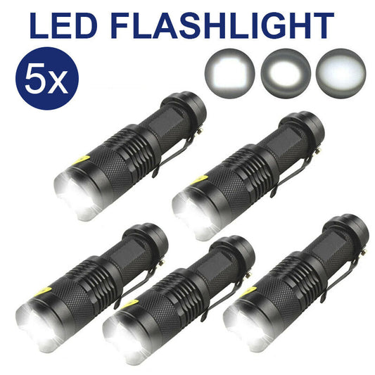 Mini 5x Q5 LED Flashlight Torch Adjustable Focus Zoom Light Lamp 1200LM