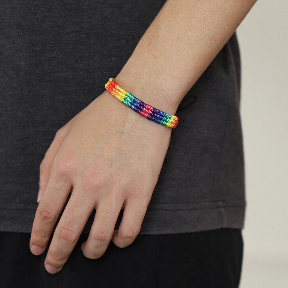 Pride LGBT Rainbow Unisex Leather Bracelet Gay Pride Bisexua Lesbian Fashion