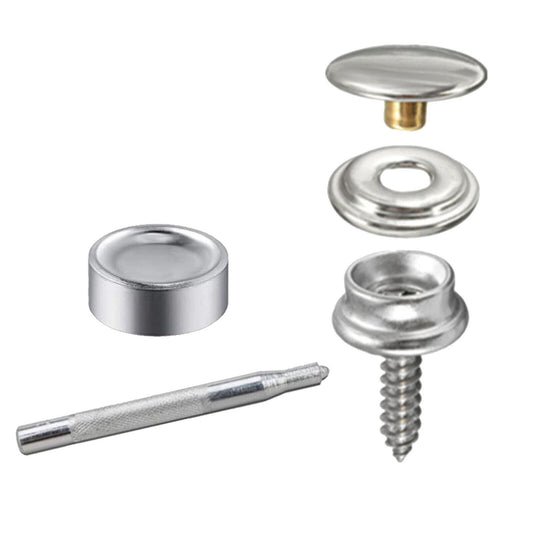 62X Snap Fastener Stainless Steel Cap Canvas Screw Press Stud Kit Boat Cover