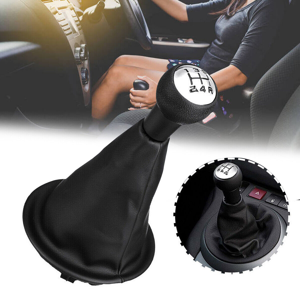 For Peugeot Citroen Berlingo 5 Speed Car Shift Knob Gear Stick & Gaiter Cover