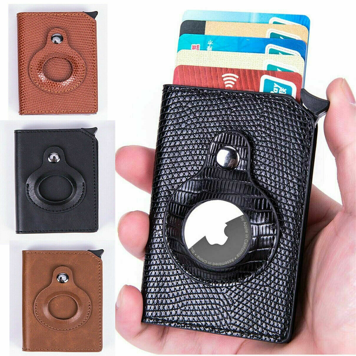 Men Wallet Leather Smart Money Clip Card Holder RFID Blocking For AirTag Cover