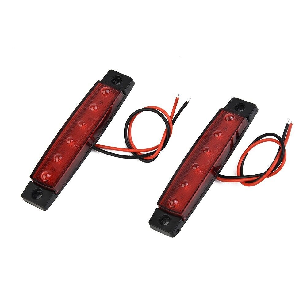 Set of 2 Waterproof 6 LED Red Brake Stop Tail Lights for Trucks and Trailers