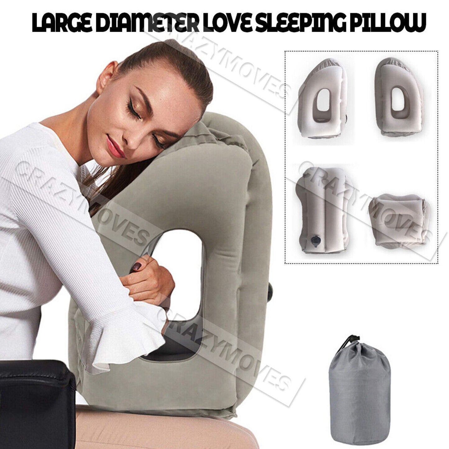 Inflatable Air Cushion Travel Pillow for Airplane Office Nap Neck Head Chin VIC