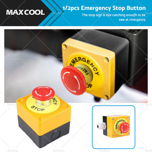 2x Emergency Stop Shut Off Push Buttons Switch 1NO + 1NC e-stop Push Button