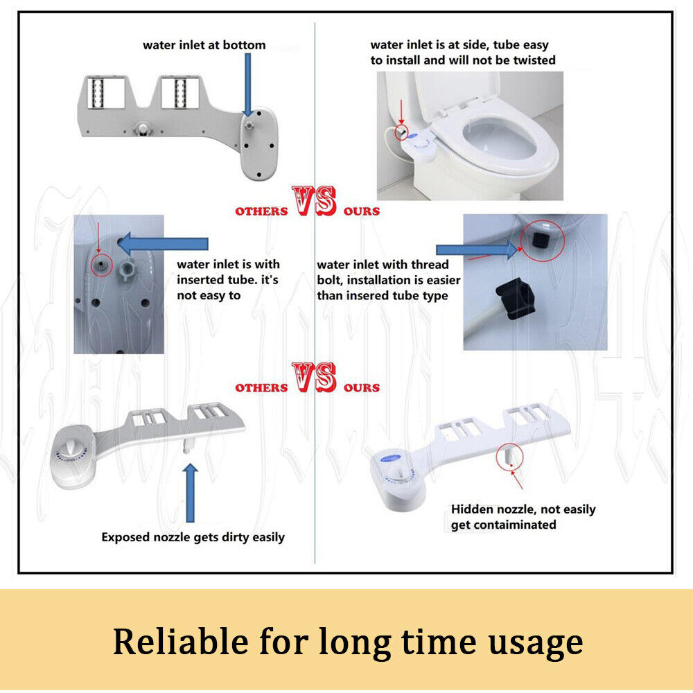 Toilet Bidet Seat Attachment Spray Hygiene Water Wash Clean Sanitation Bathroom