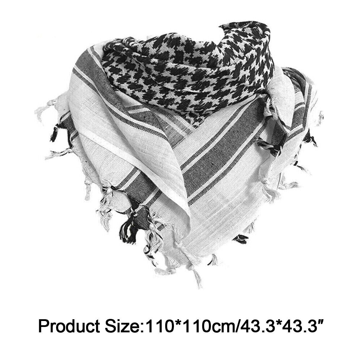 Keffiyeh Shemagh Head Scarf - 100% Cotton Palestinian Desert Army Wrap Scarf