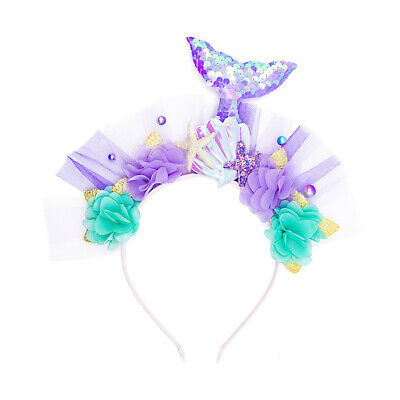 Kids Girls 2Pcs Mermaid Accessories Dress Up Hair Band And Magic Wand Set 3D