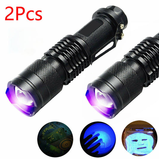 2X UV Torch Ultra Violet LED Flashlight Blacklight Light 365 nM Inspection Lamp